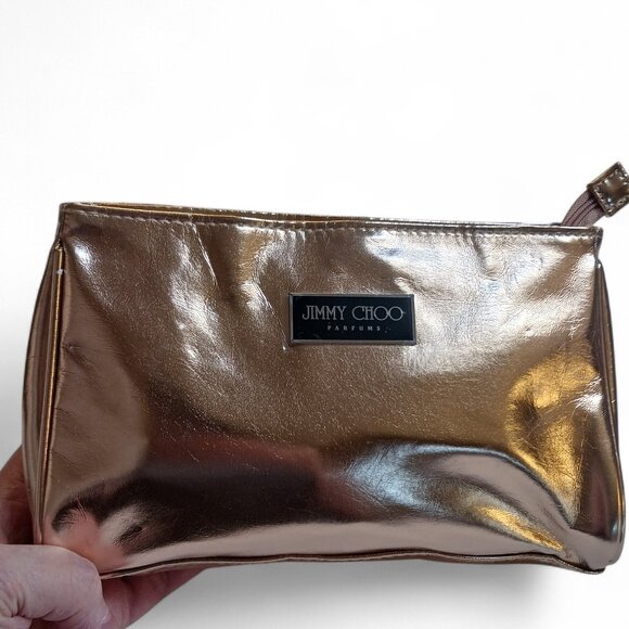 Jimmy Choo Metallic Rose Gold Cosmetic Bag – NWOT, Promotional Pouch - Picture 10 of 11